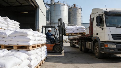 工人正在操作氢氧化铝粉体装