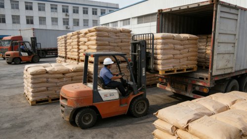 运输车辆装载通用型氢氧化铝准备发往客户