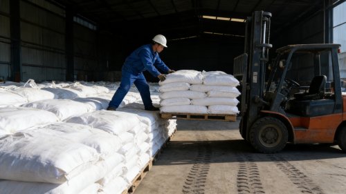 山东聚隆集团厂区氢氧化铝产品装车现场