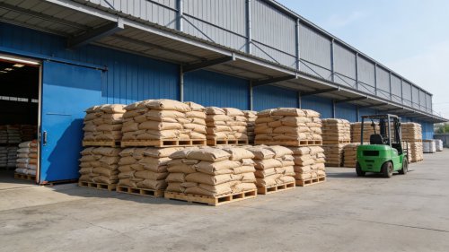 氢氧化铝颗粒整齐堆放待装车