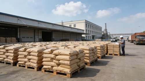 山东聚隆集团聚合氯化铝总厂氢氧化铝产品装车现场