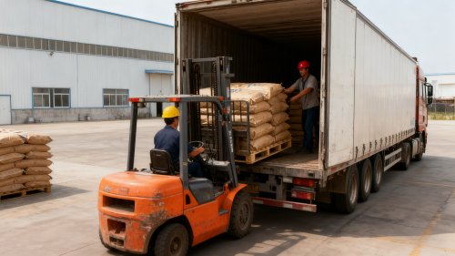 工厂装车氢氧化铝和氧化铝散装货物