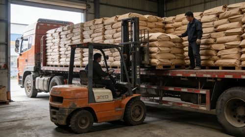 高白度氢氧化铝阻燃剂在工厂包装完成后进行车辆装车发货