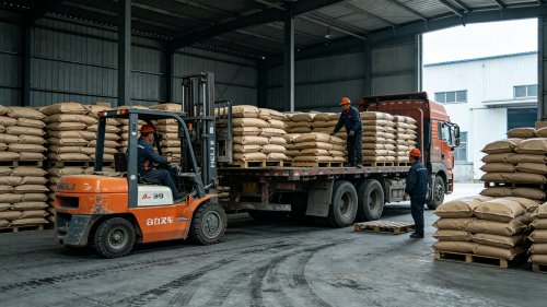 工厂厂区氢氧化铝产品装车超细粉末系列白度大于95%用于纺织品无卤阻燃支持粒径定制