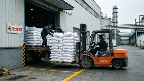 氢氧化铝填料吨袋装车高白度大于95%低吸油值用于人造石材和电线电缆复合材料厂区实拍