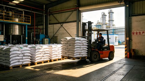 改性氢氧化铝吨袋工厂装车硬脂酸包覆型吸油值每100克25至30毫升用于热塑性塑料和橡胶阻燃厂区实拍
