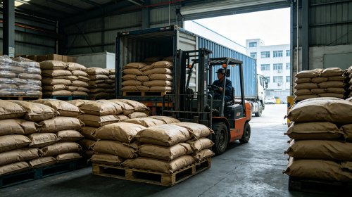 氢氧化铝源头厂家仓库实拍，叉车向货车装载成品，车间拜耳法高压溶出装置与分解槽随时可视频验证